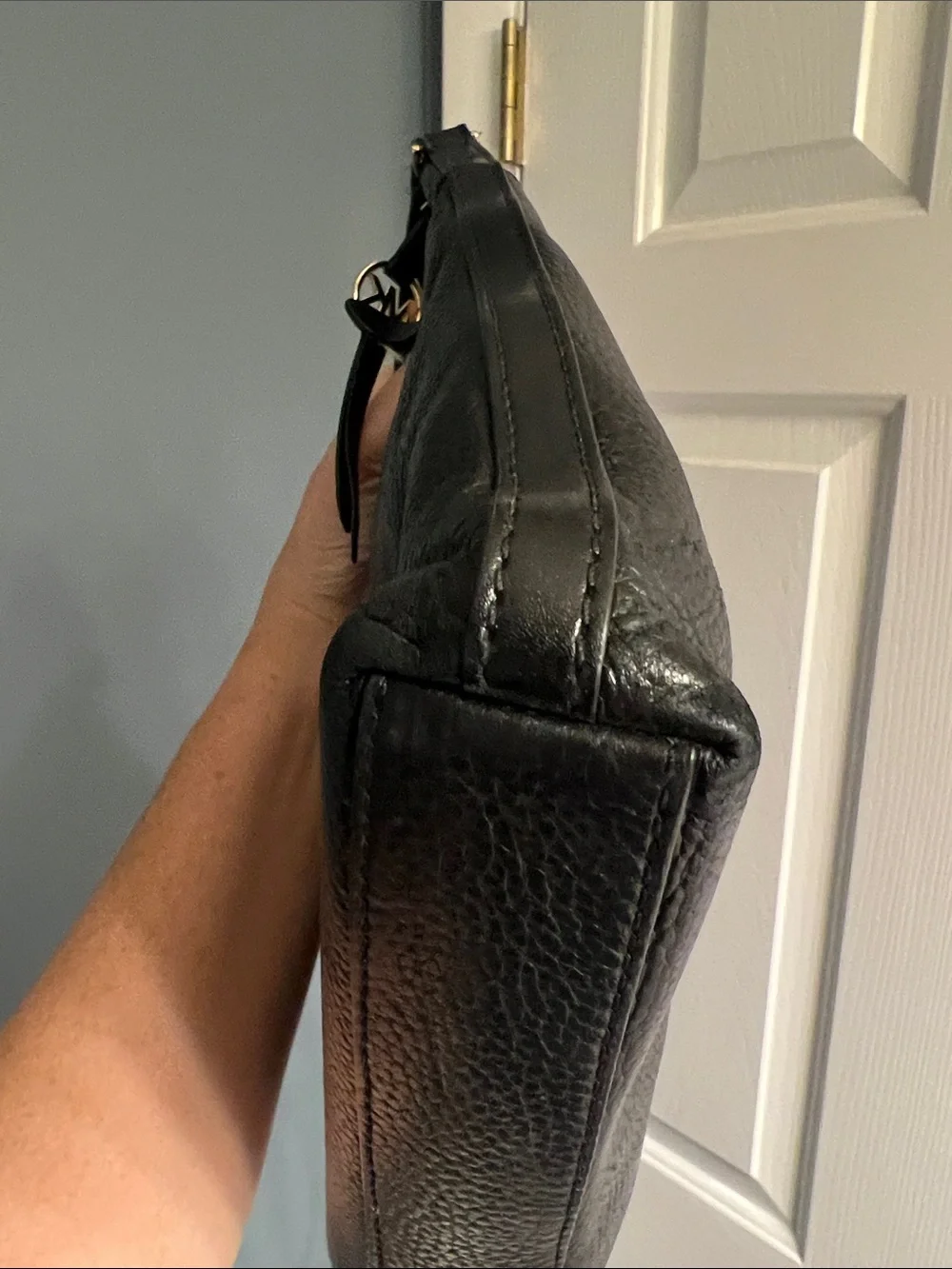 Michael Kors Black Pebbled Leather Crossbody with Gold Accents